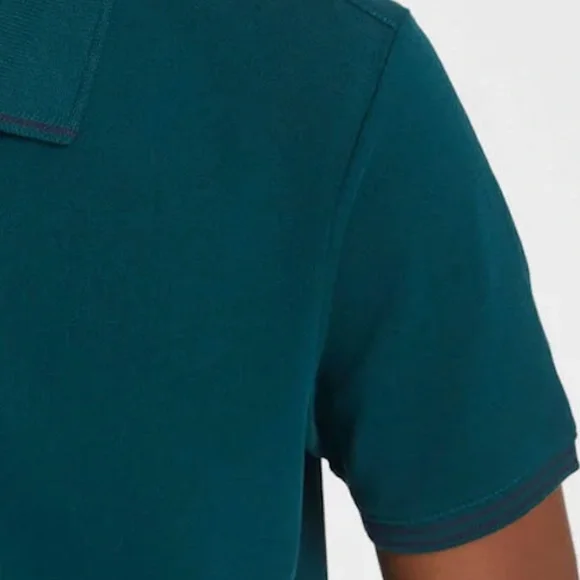 Tipped Collar Polo - New With Tags - NEVER WORN - Teal w/Navy Tipping